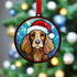 Cocker Spaniel (Working) Chocolate in Santa Hat Suncatcher Decoration
